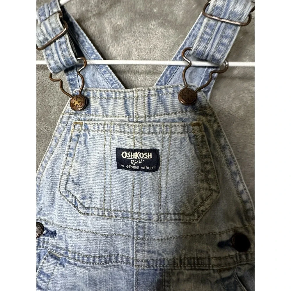 Oshkosh B'Gosh Overalls Boys‎ 9M Blue Denim Patch Vestbak Shirtalls
